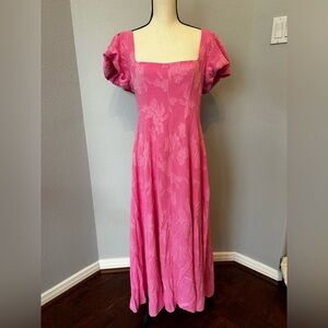 Show Me Your MuMu Pink Square-Neck Puff Sleeve Maxi Dress